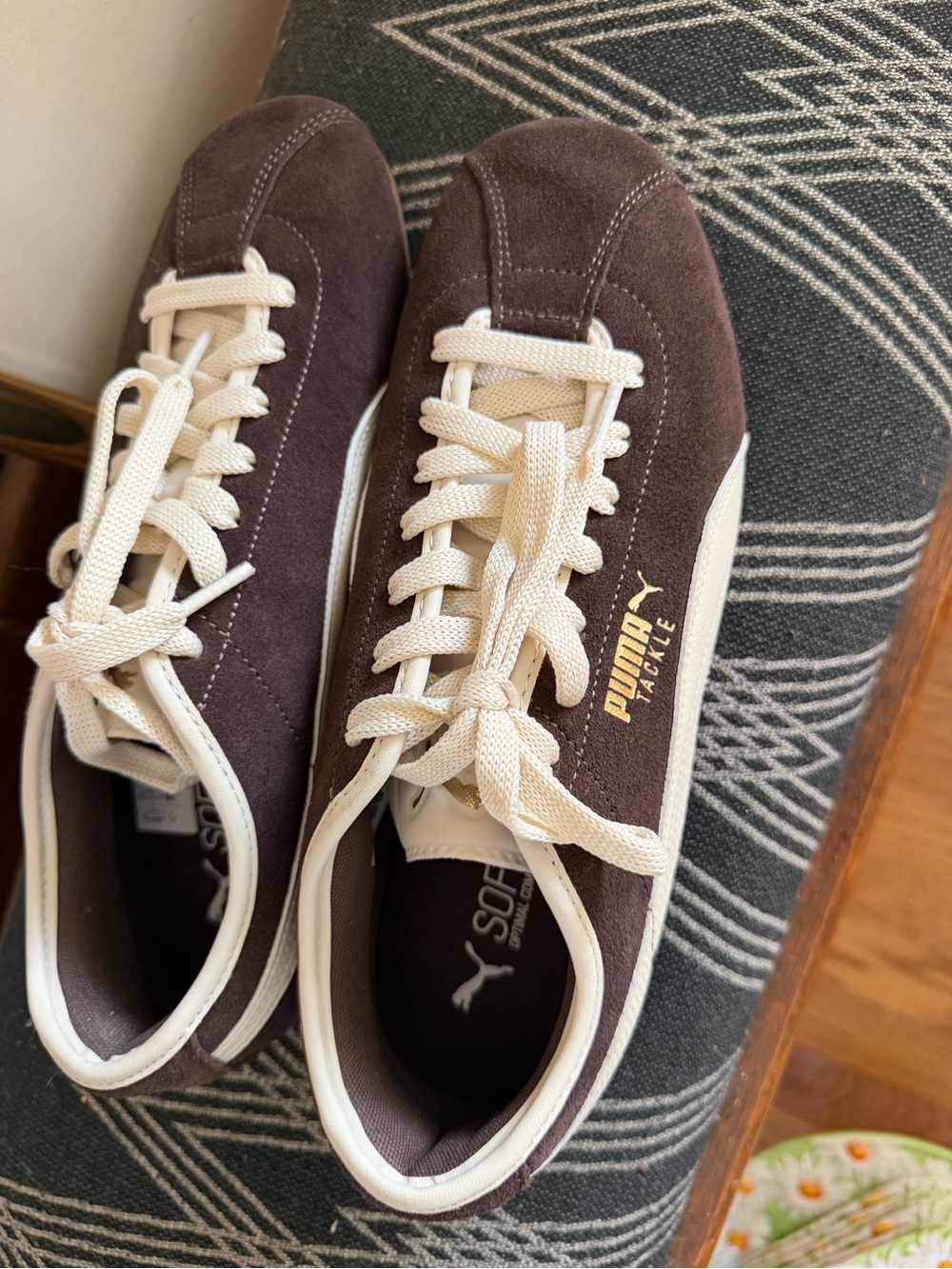 Puma Men’s Brown Suede Sneakers with Cream Accents